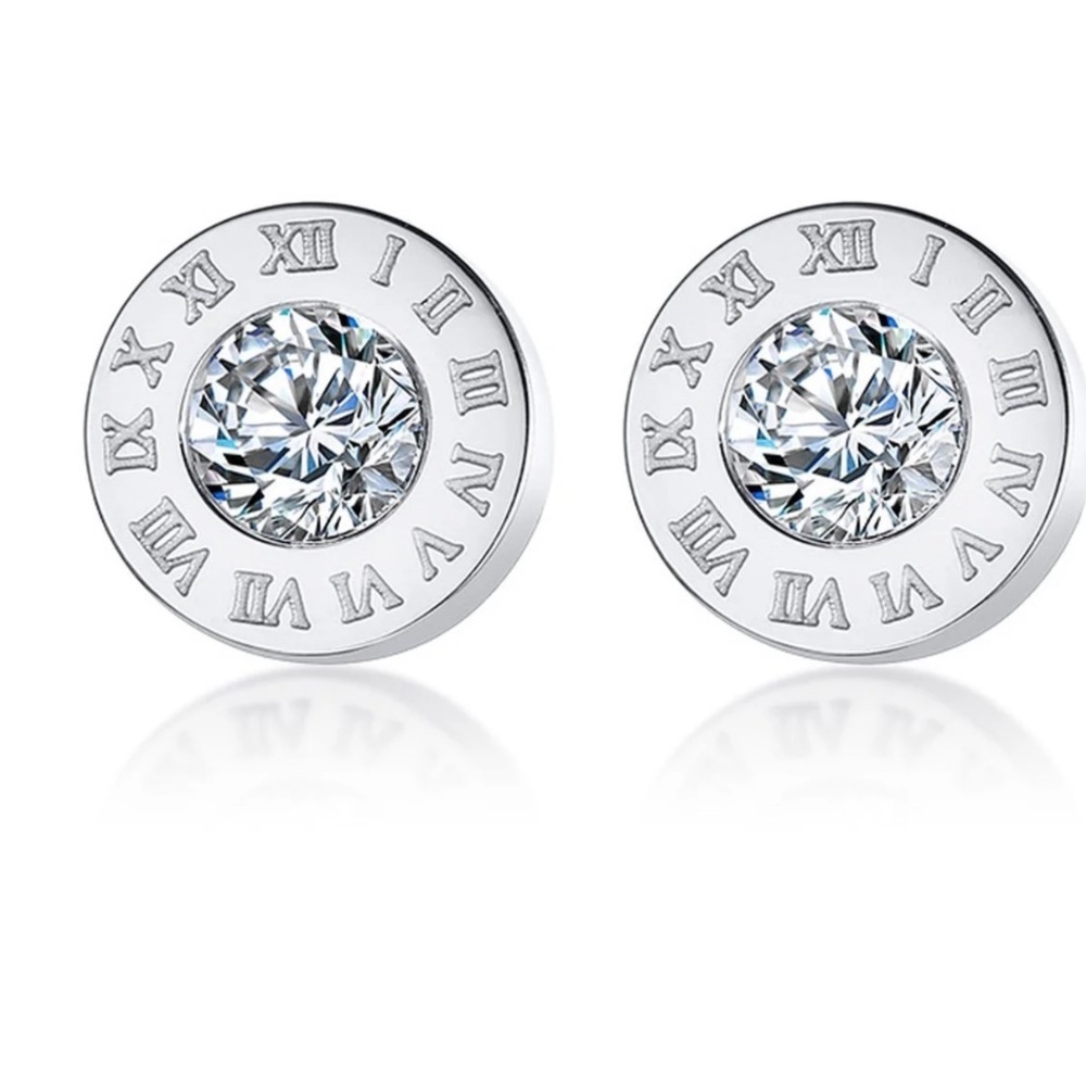 New Roman Numeral Rhinestone Stud Earrings 2mm Post back